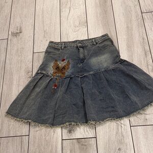 Embroidered Denim  Bohemian Skirt